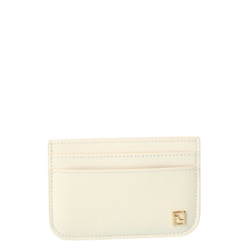 Fendi Ff Leather Card Case, Beige